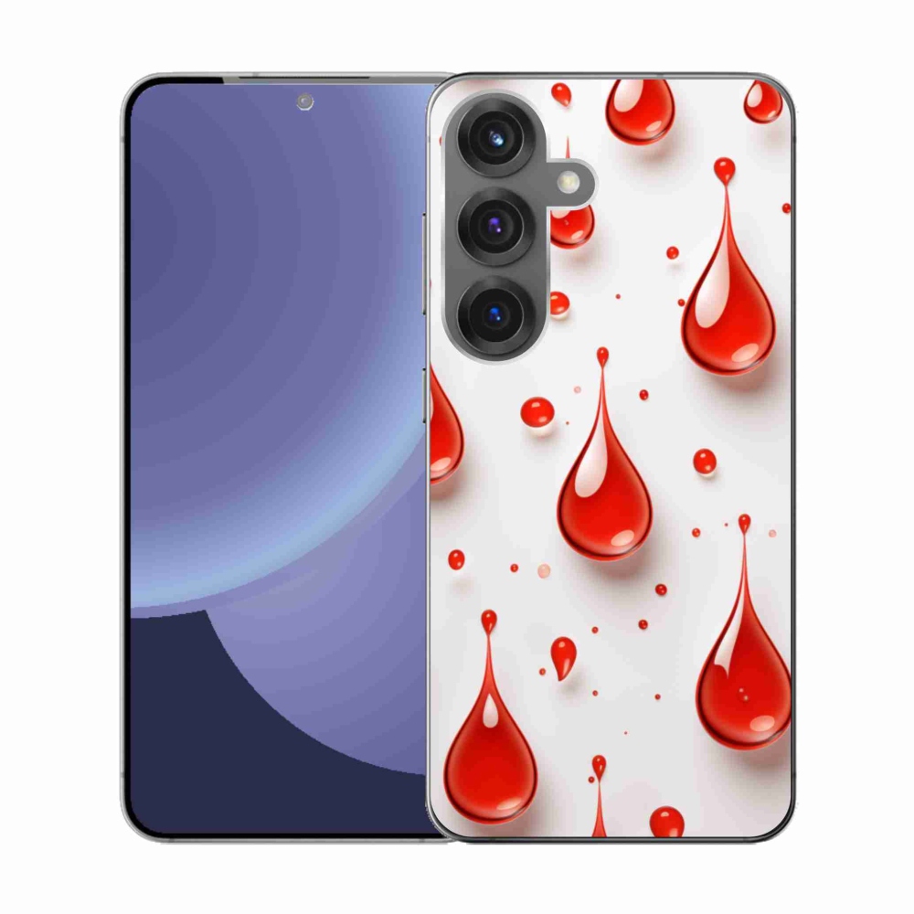 Gélový kryt mmCase na Samsung Galaxy S25 - červené kvapky