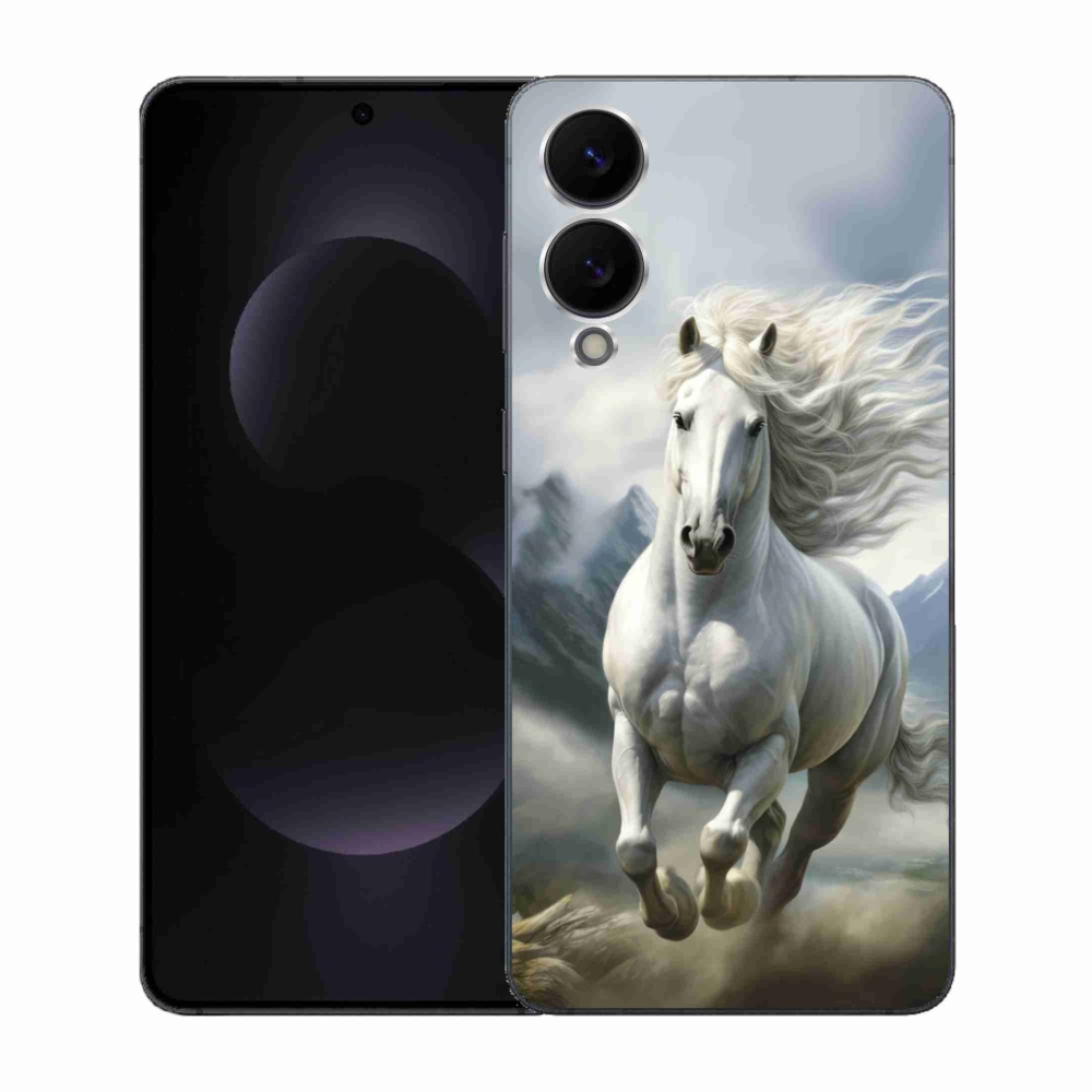 Gélový kryt mmCase na Samsung Galaxy S25 Edge - bežiaci biely kôň 3