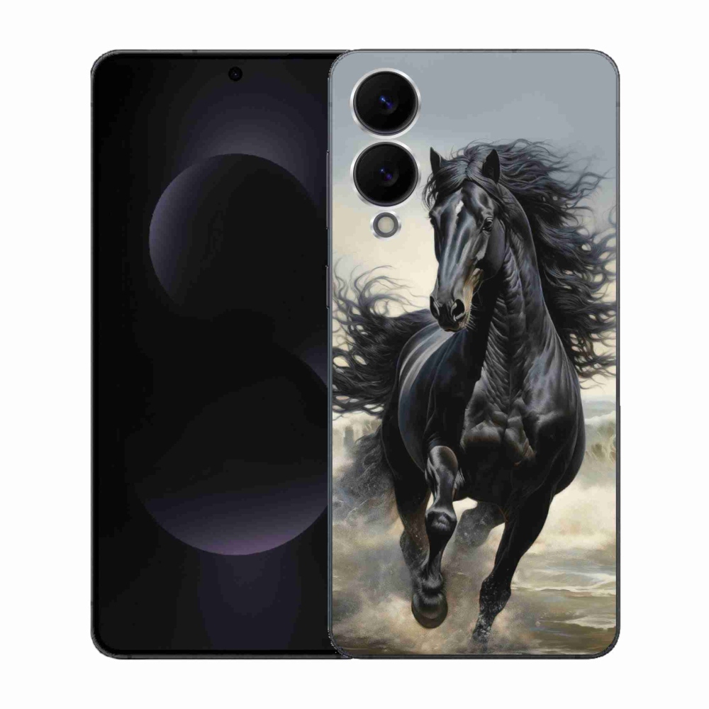 Gélový kryt mmCase na Samsung Galaxy S25 Edge - bežiaci čierny kôň