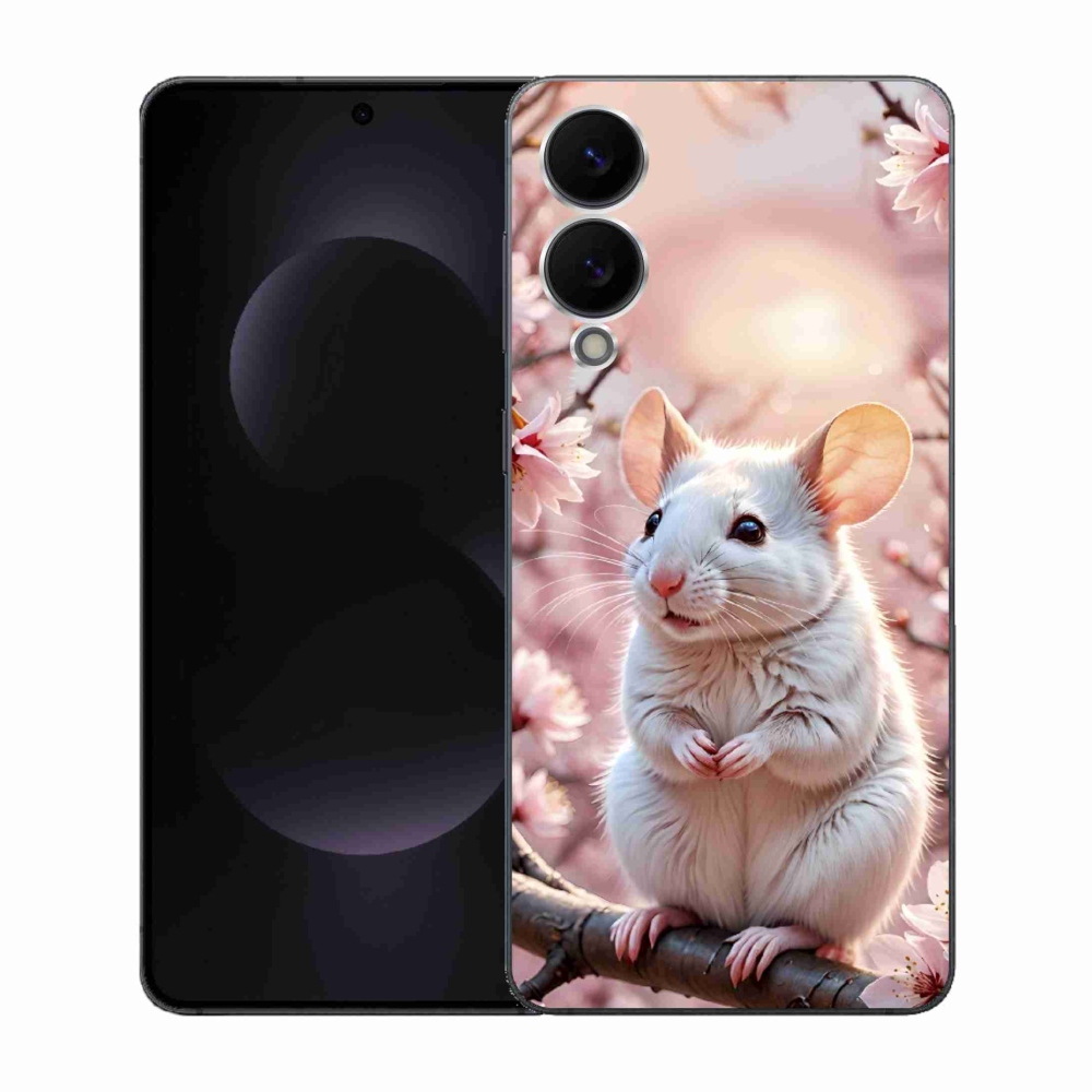 Gélový kryt mmCase na Samsung Galaxy S25 Edge - biela myš na vetve