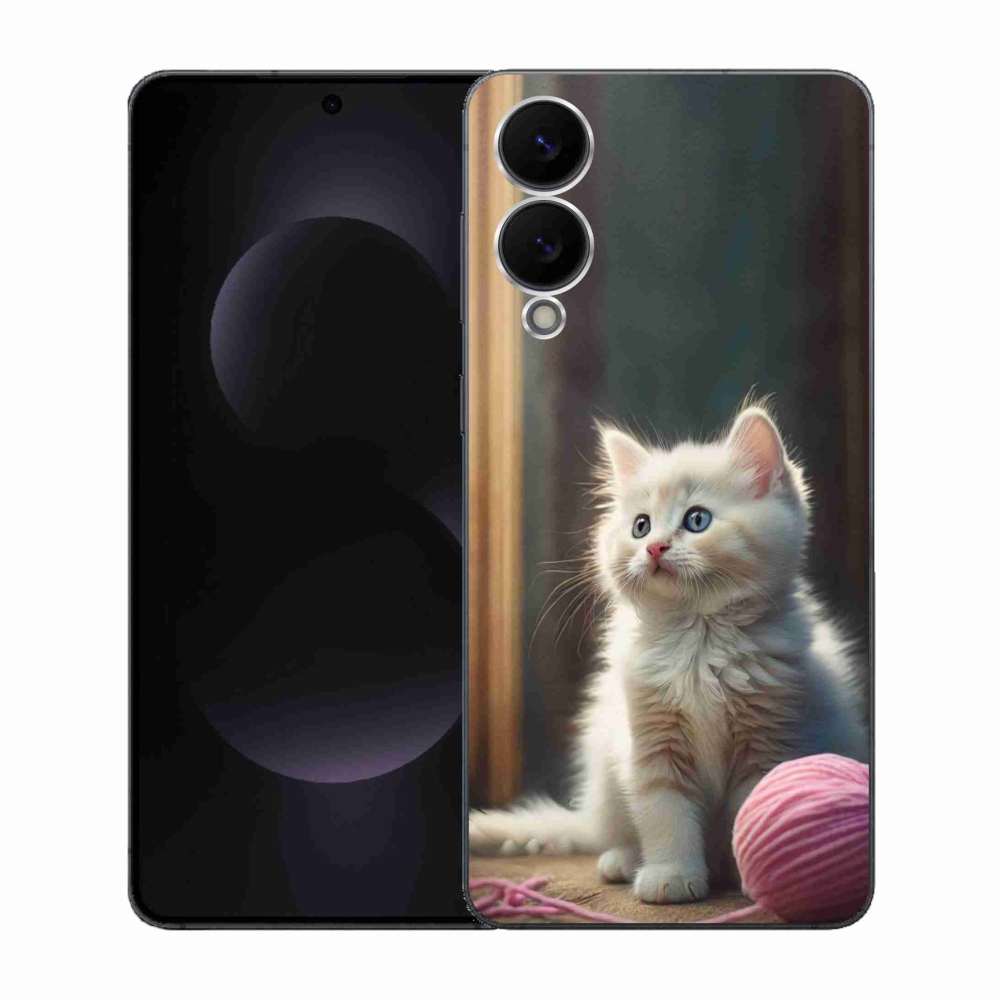 Gélový kryt mmCase na Samsung Galaxy S25 Edge - biele mačiatko 2