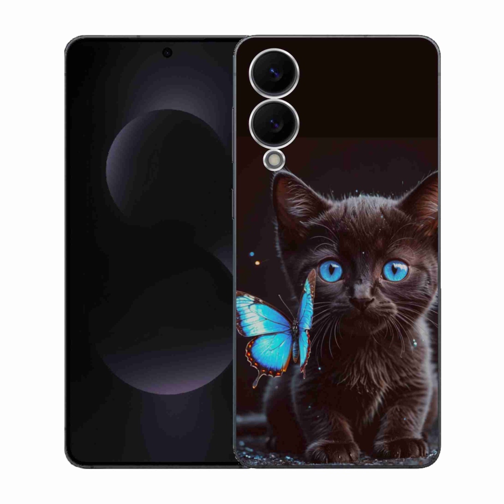 Gélový kryt mmCase na Samsung Galaxy S25 Edge - čierne mačiatko 3