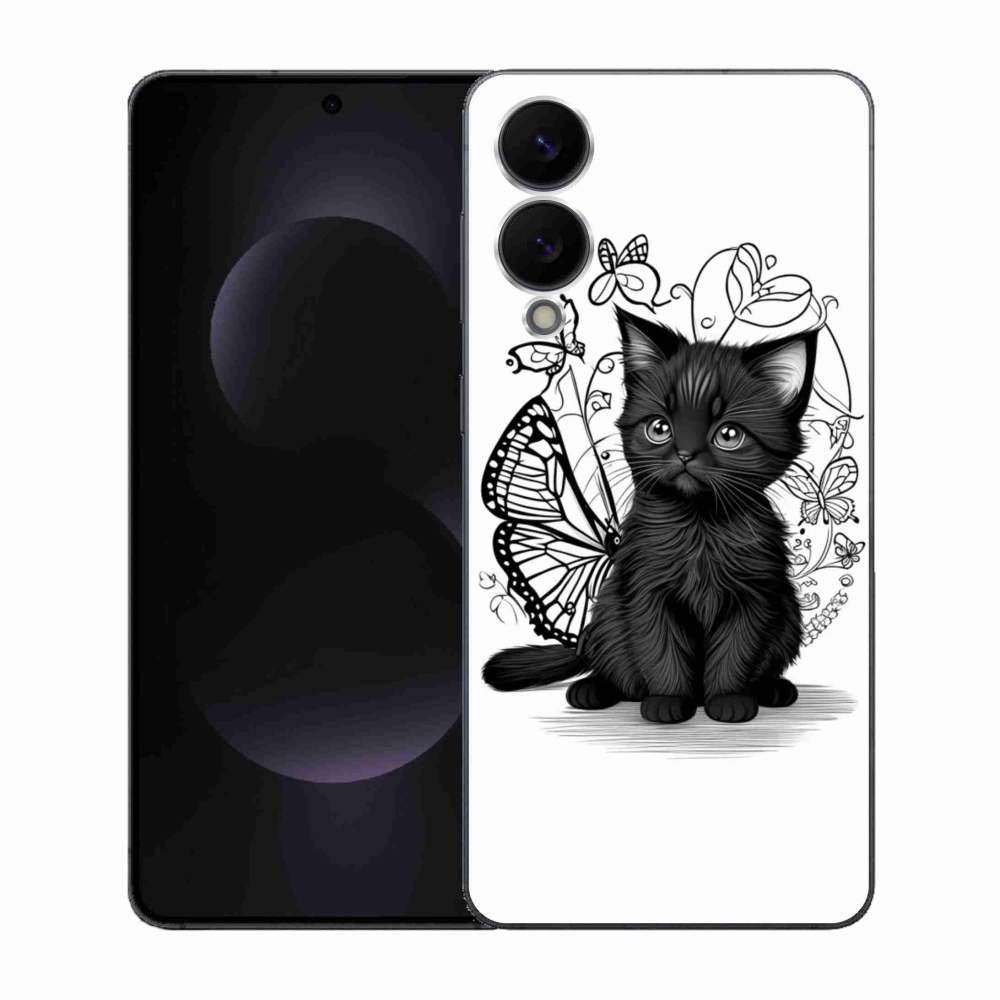 Gélový kryt mmCase na Samsung Galaxy S25 Edge - čierne mačiatko