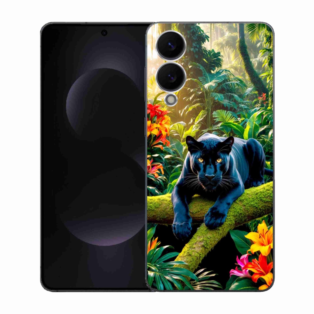 Gélový kryt mmCase na Samsung Galaxy S25 Edge - čierny panter v džungli