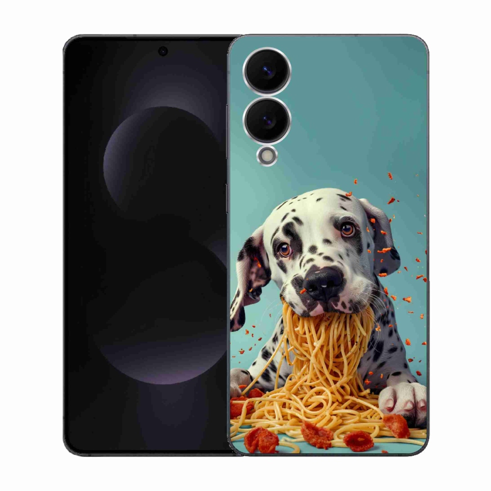 Gélový kryt mmCase na Samsung Galaxy S25 Edge - dalmatín a špagety