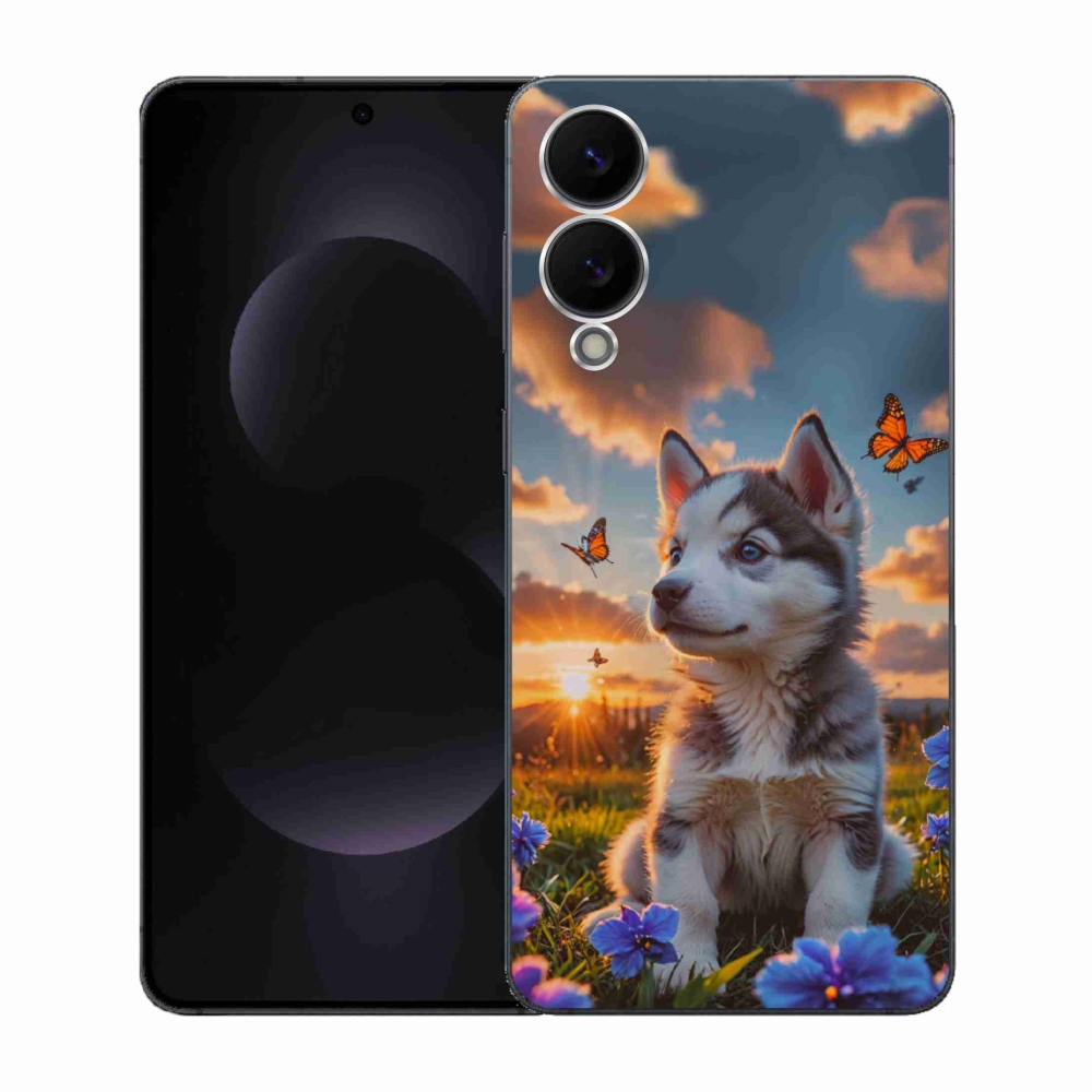 Gélový kryt mmCase na Samsung Galaxy S25 Edge - husky pri západe slnka