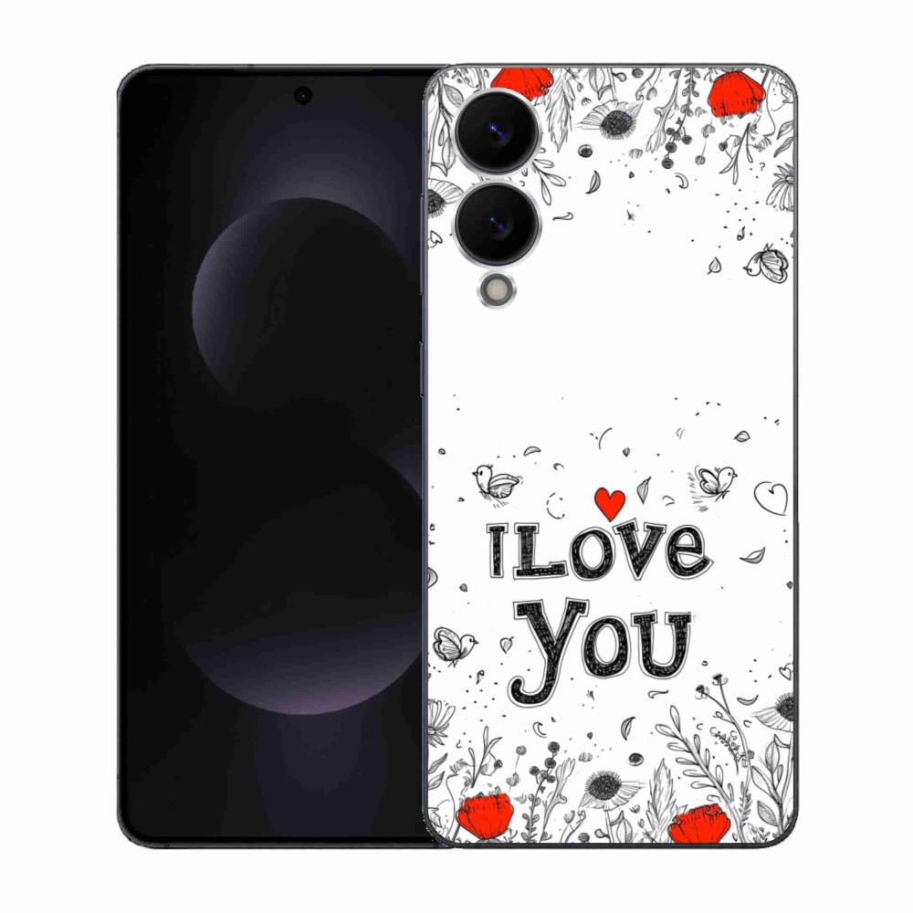 Gélový kryt mmCase na Samsung Galaxy S25 Edge - I love you biele pozadie