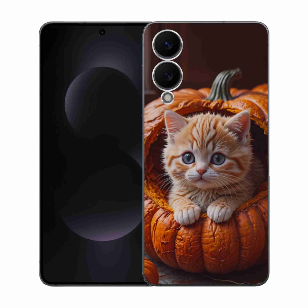 Gélový kryt mmCase na Samsung Galaxy S25 Edge - mačiatko a tekvica 2