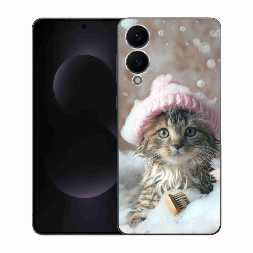 Gélový kryt mmCase na Samsung Galaxy S25 Edge - mačiatko a kúpeľ