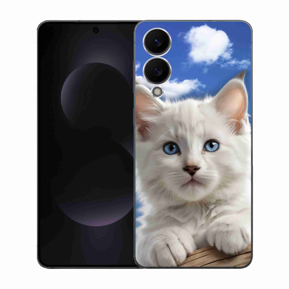 Gélový kryt mmCase na Samsung Galaxy S25 Edge - mačiatko a oblaky