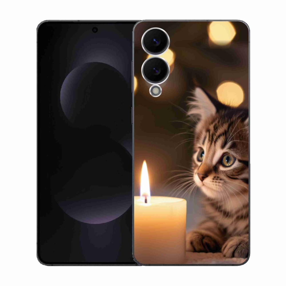 Gélový kryt mmCase na Samsung Galaxy S25 Edge - mačiatko a sviečka