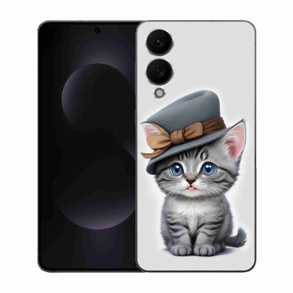 Gélový kryt mmCase na Samsung Galaxy S25 Edge - mačiatko s klobúkom