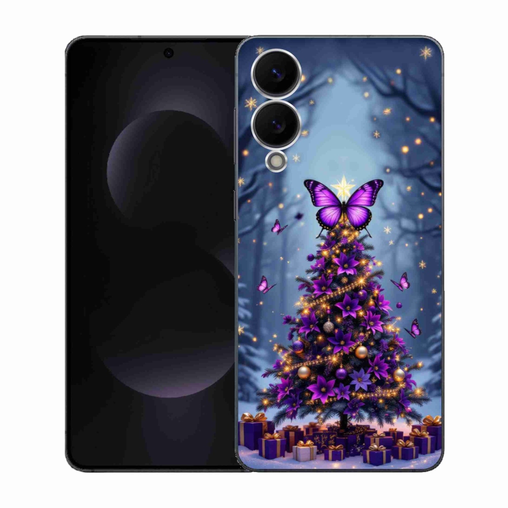 Gélový kryt mmCase na Samsung Galaxy S25 Edge - motýlí vianočný stromček