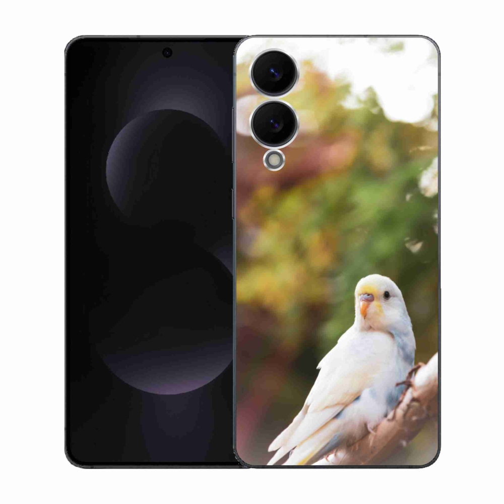 Gélový kryt mmCase na Samsung Galaxy S25 Edge - papagáj andulka biela