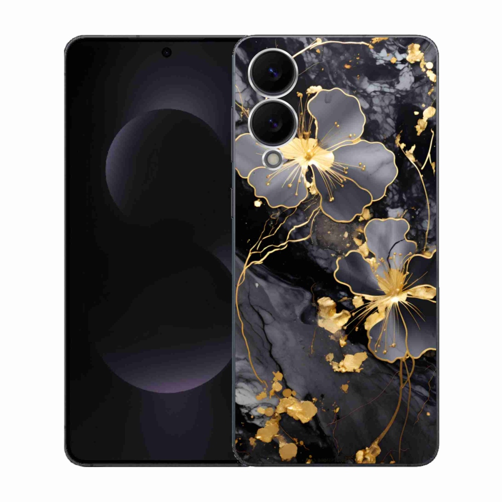 Gélový kryt mmCase na Samsung Galaxy S25 Edge - zlaté kvety