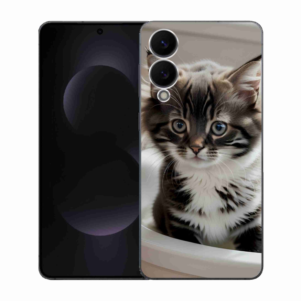 Gélový kryt mmCase na Samsung Galaxy S25 Edge - zvedavé mačiatko