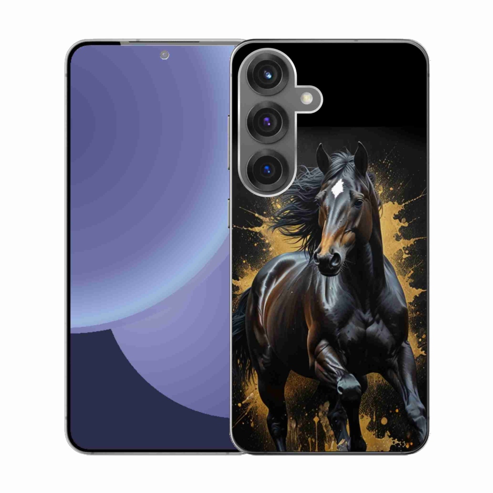 Gélový kryt mmCase na Samsung Galaxy S25 - elegantný čierny žrebec