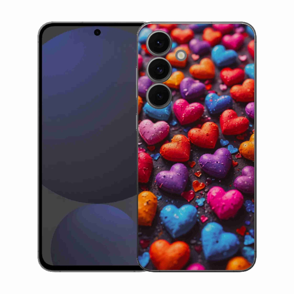 Gélový kryt mmCase na Samsung Galaxy S25 FE - farebné srdcia