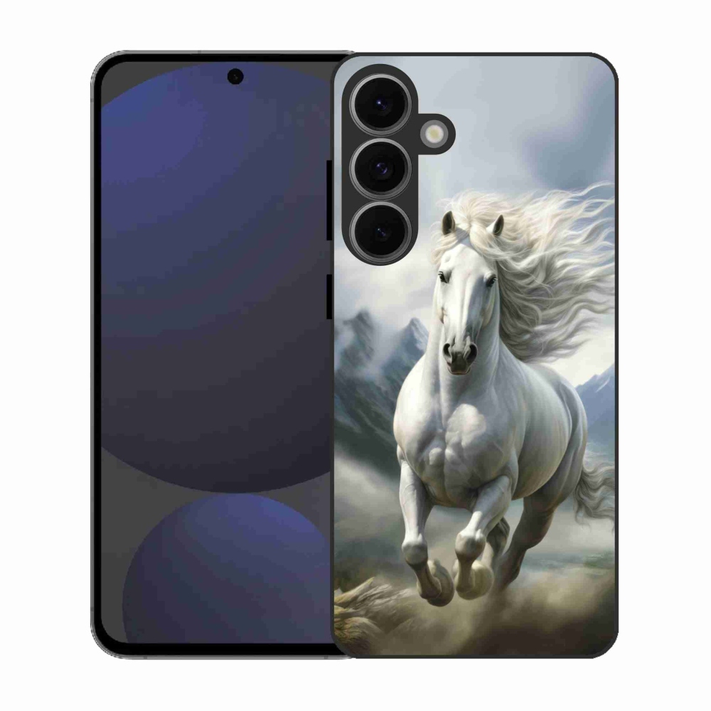 Gélový kryt mmCase na Samsung Galaxy S25 EFE - bežiaci biely kôň 3