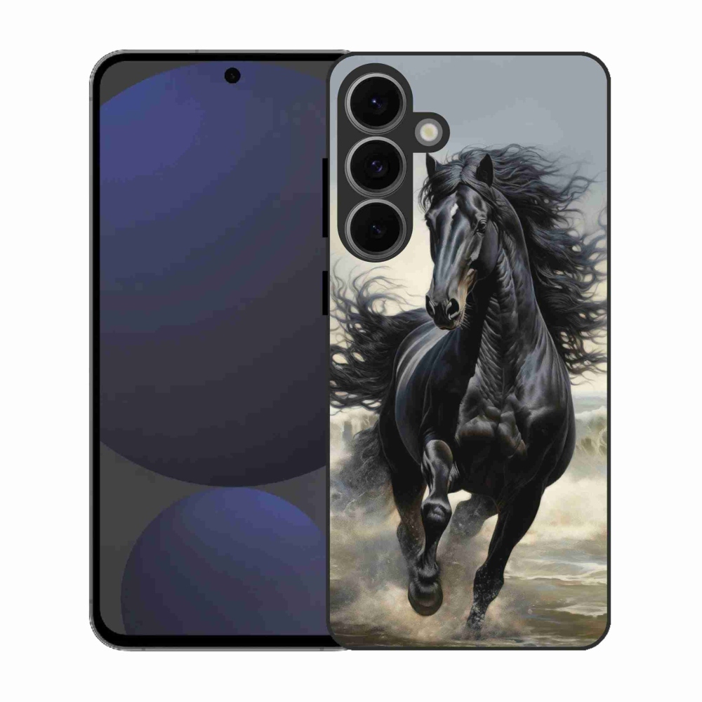 Gélový kryt mmCase na Samsung Galaxy S25 EFE - bežiaci čierny kôň
