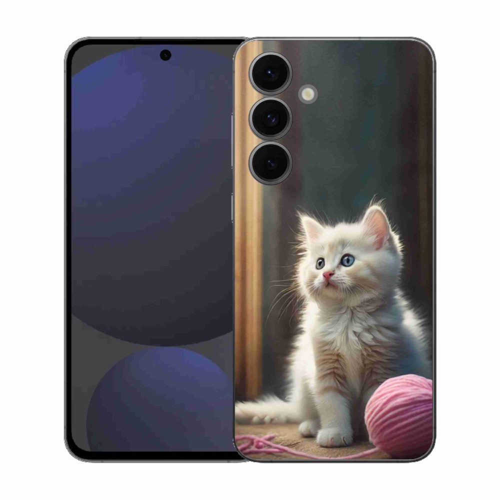 Gélový kryt mmCase na Samsung Galaxy S25 FE - biele mačiatko 2