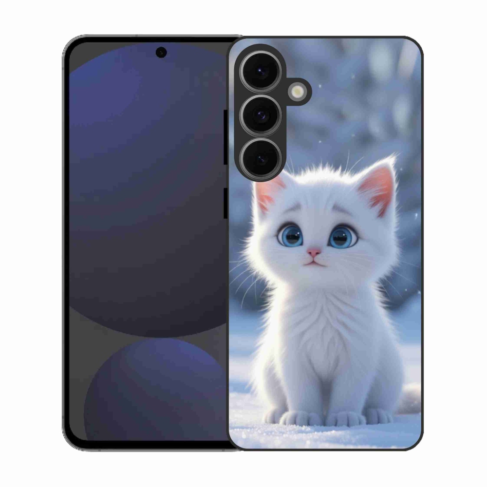 Gélový kryt mmCase na Samsung Galaxy S25 EFE - biele mačiatko 3
