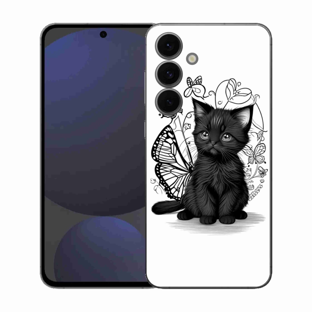 Gélový kryt mmCase na Samsung Galaxy S25 FE - čierne mačiatko