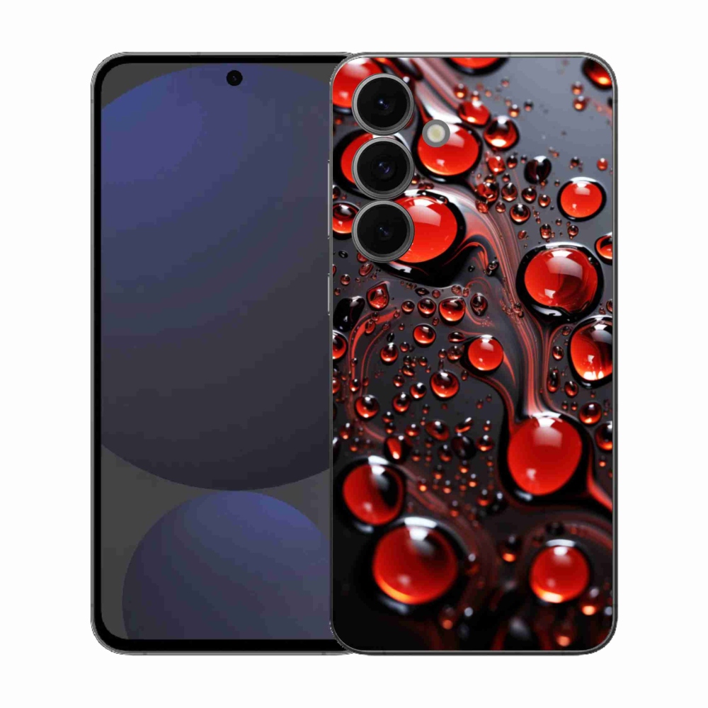 Gélový kryt mmCase na Samsung Galaxy S25 FE - červené kvapky 2