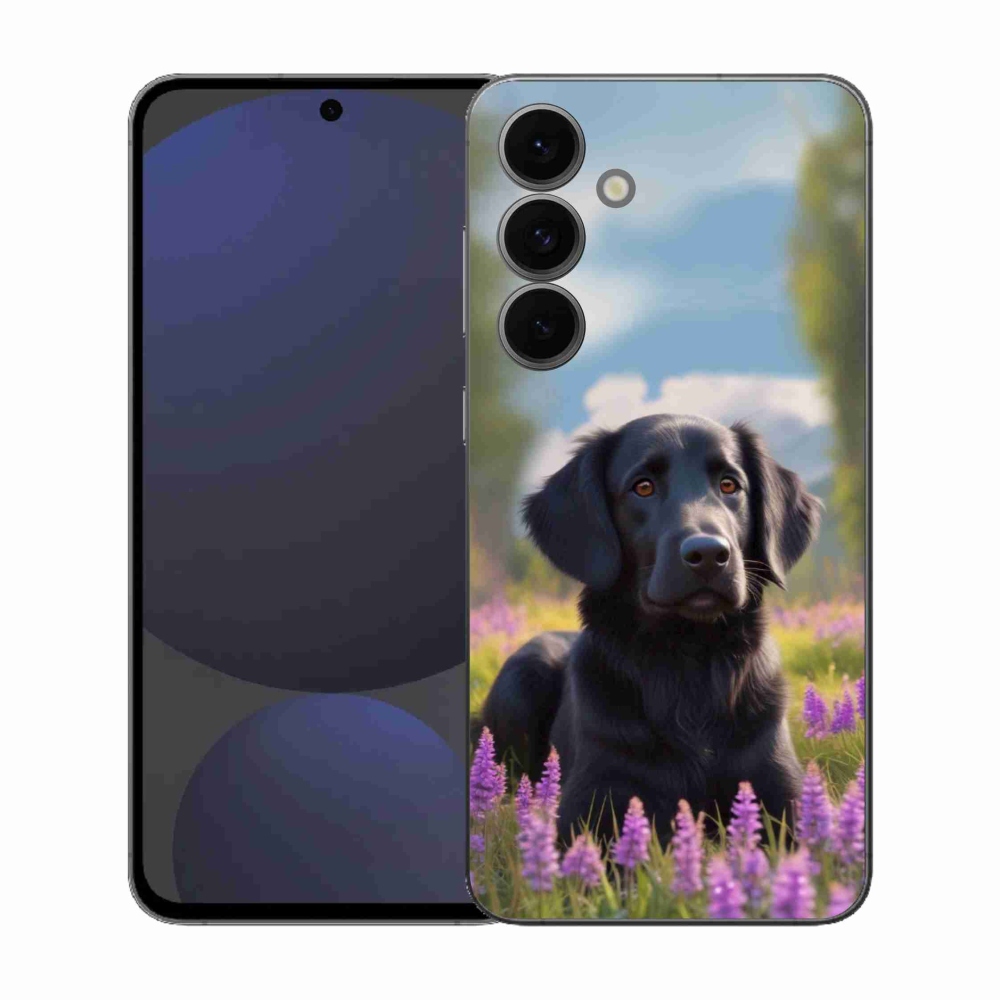 Gélový kryt mmCase na Samsung Galaxy S25 EFE - elegantný čierny retriever