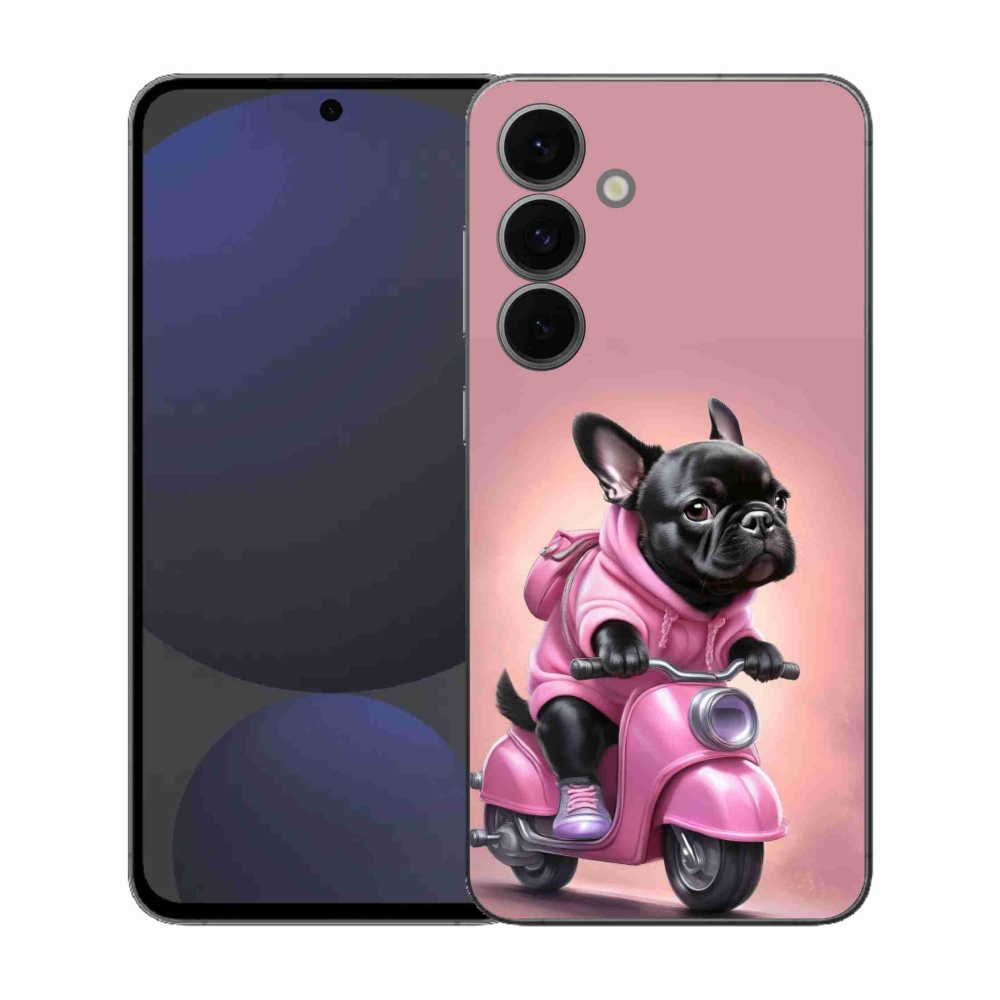 Gélový kryt mmCase na Samsung Galaxy S25 FE - francúzsky buldoček na skútri