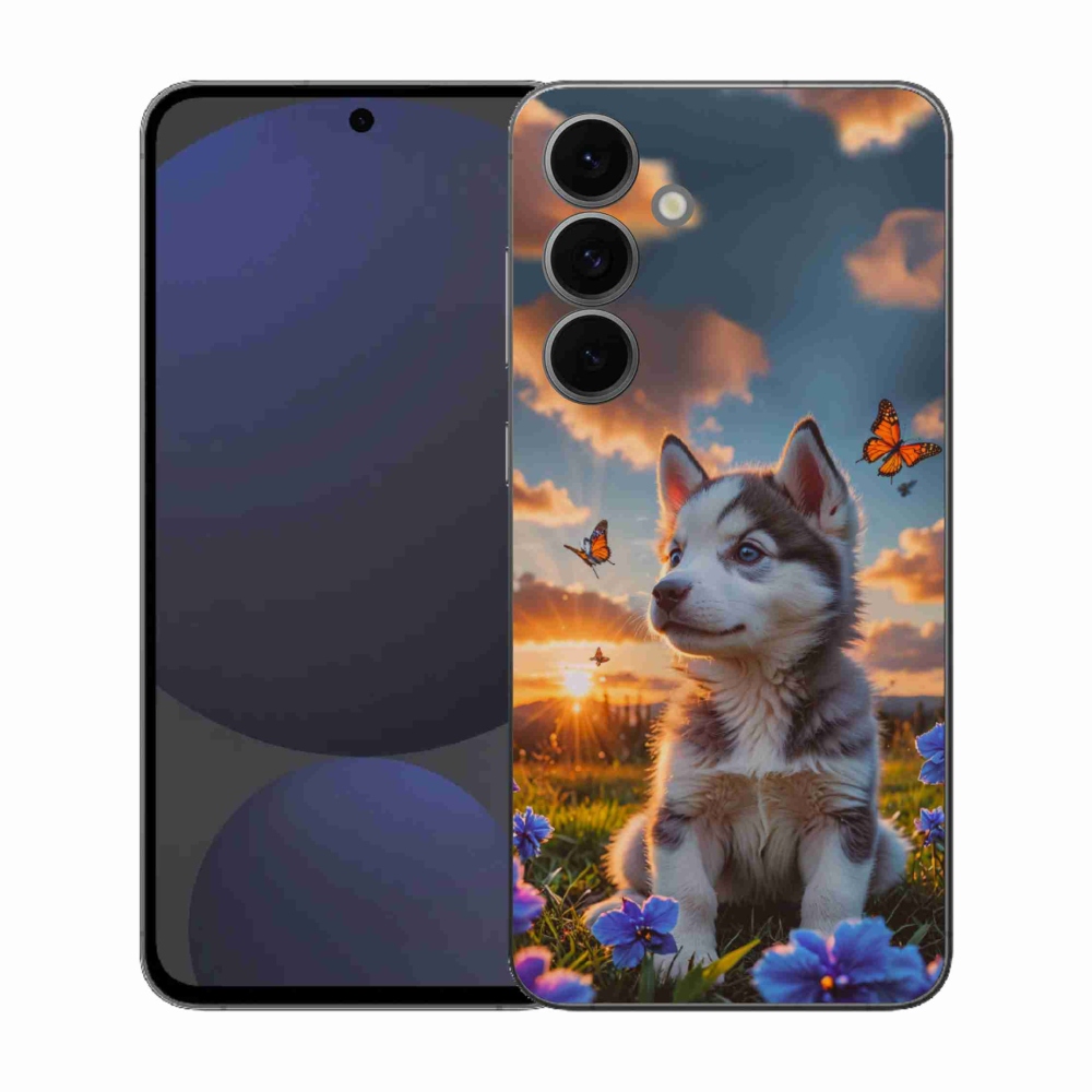 Gélový kryt mmCase na Samsung Galaxy S25 EFE - husky pri západe slnka