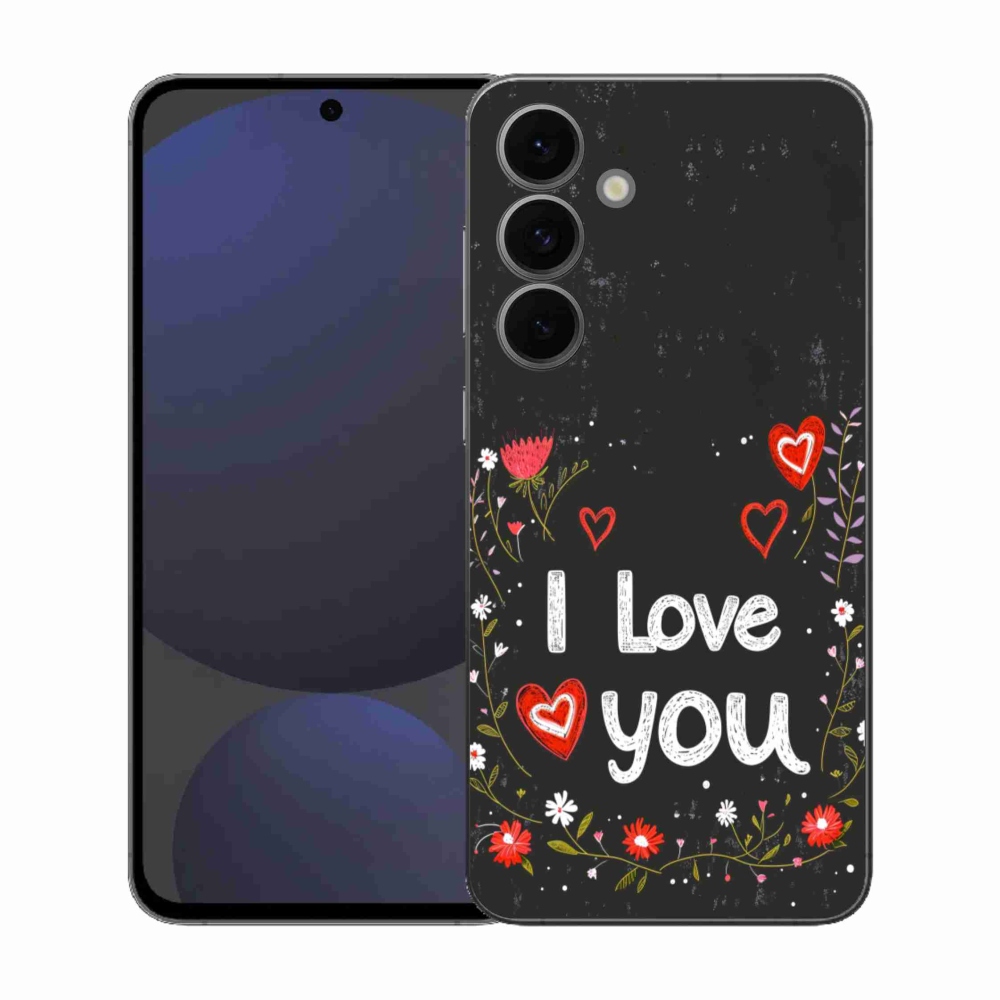 Gélový kryt mmCase na Samsung Galaxy S25 FE - I love you čierne pozadie