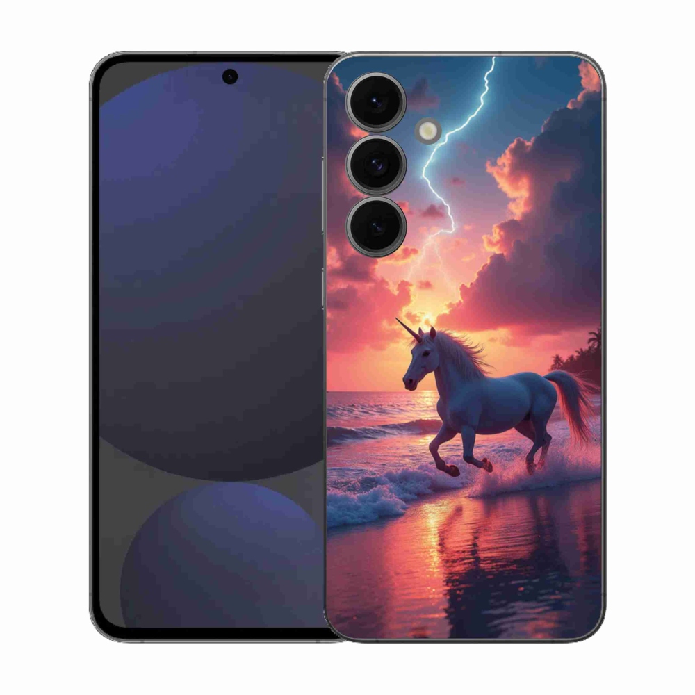 Gélový kryt mmCase na Samsung Galaxy S25 FE - jednorožec na pláži