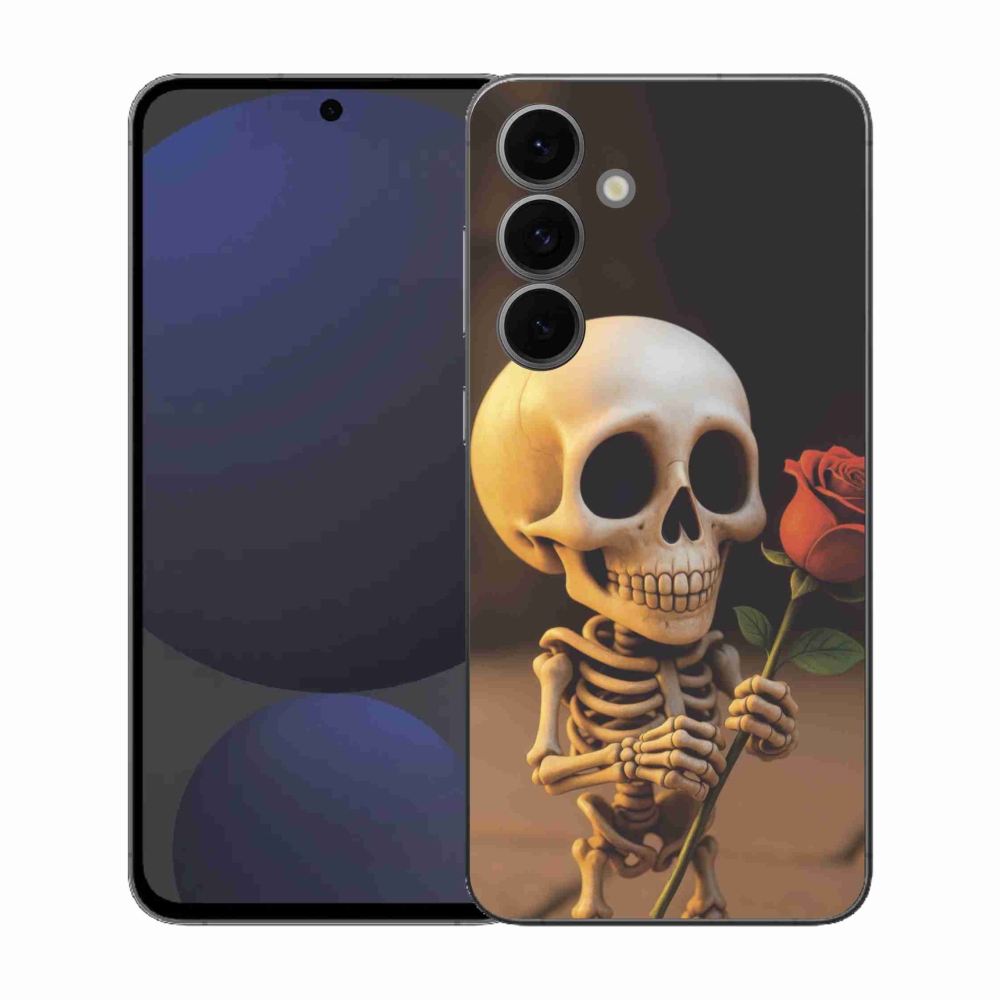 Gélový kryt mmCase na Samsung Galaxy S25 FE - kostlivec s ružou