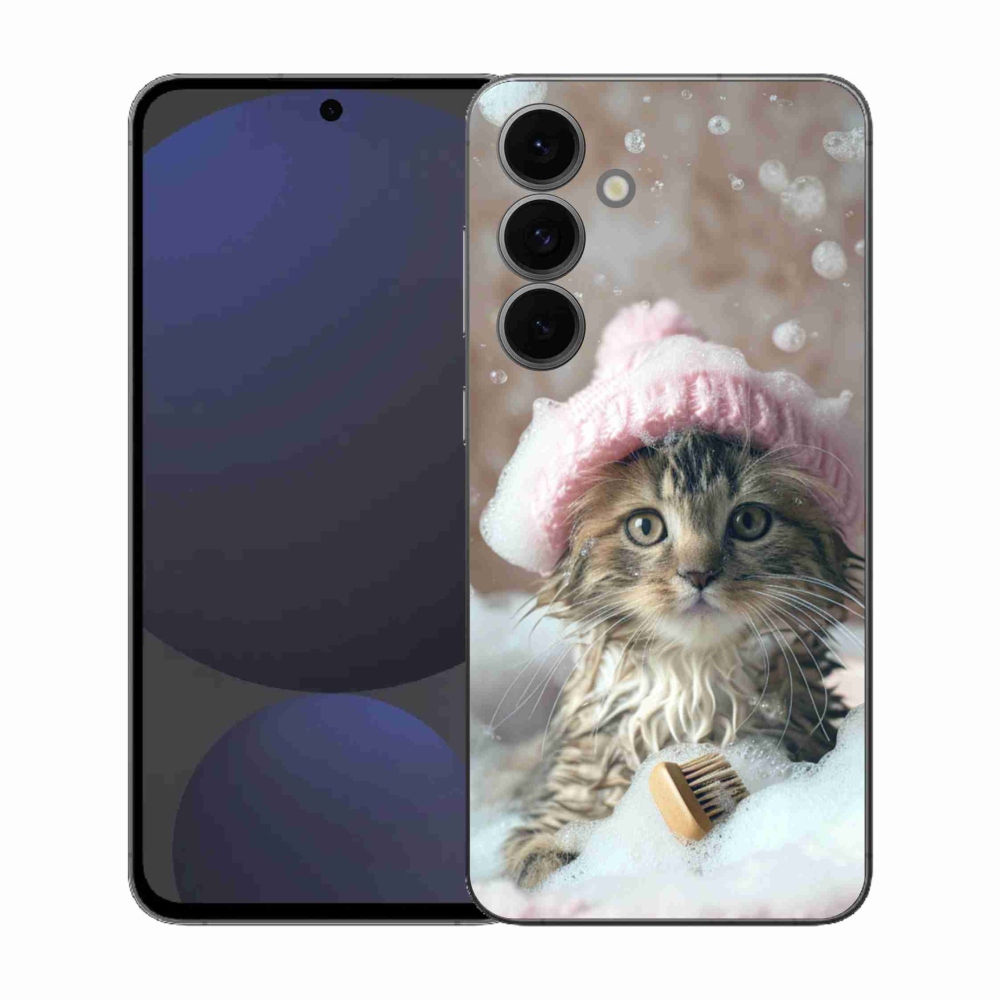 Gélový kryt mmCase na Samsung Galaxy S25 FE - mačiatko a kúpeľ