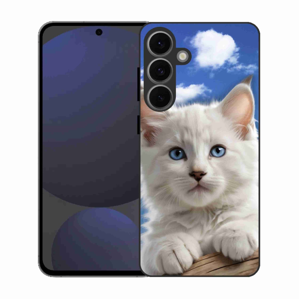Gélový kryt mmCase na Samsung Galaxy S25 EFE - mačiatko a oblaky