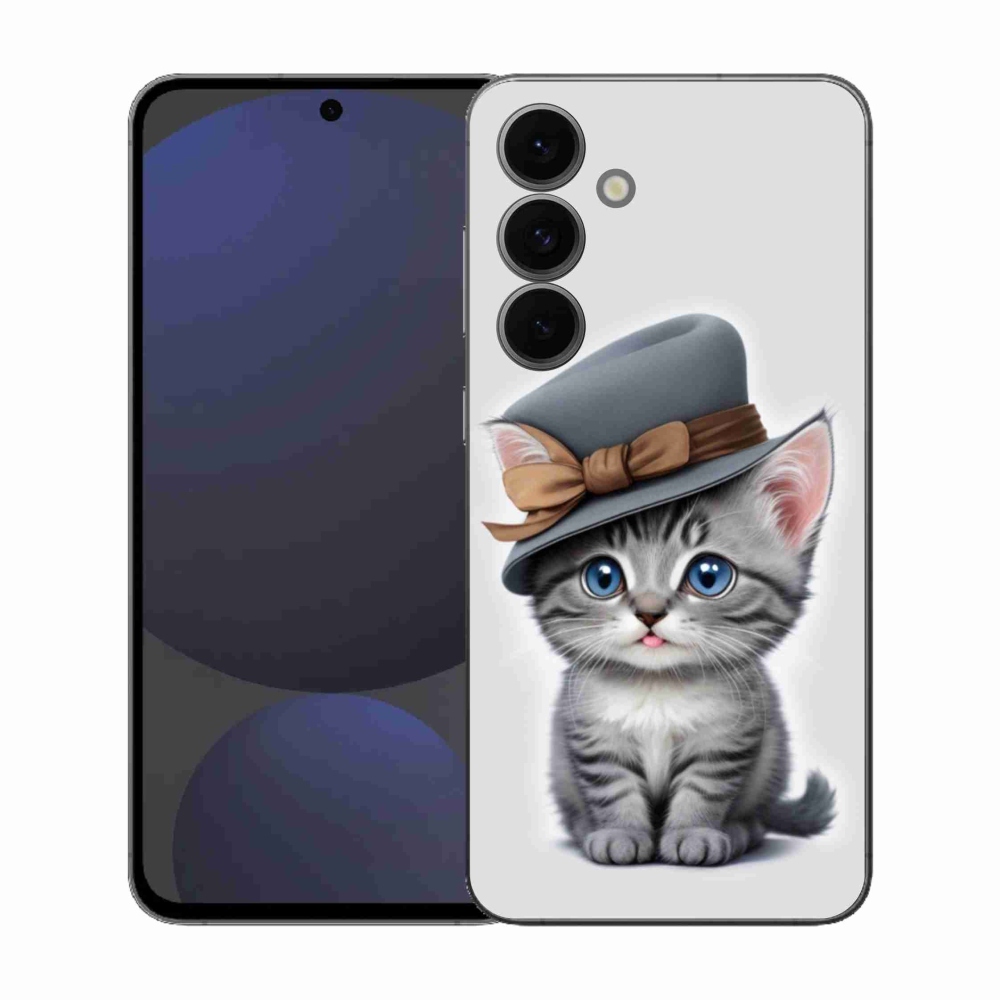 Gélový kryt mmCase na Samsung Galaxy S25 FE - mačiatko s klobúkom