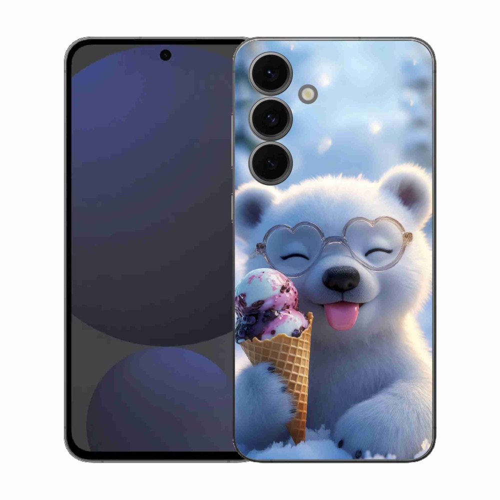 Gélový kryt mmCase na Samsung Galaxy S25 EFE - medvedík so zmrzlinou