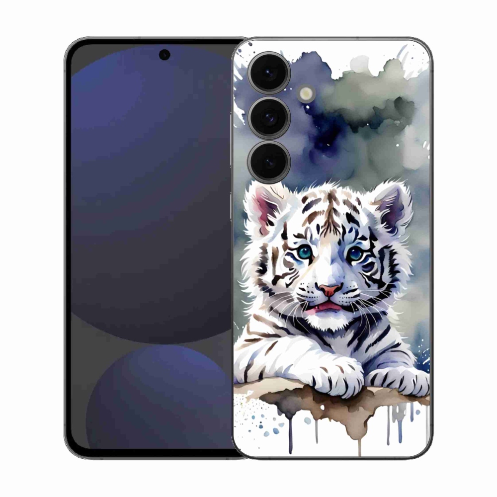 Gélový kryt mmCase na Samsung Galaxy S25 FE - mláďa bieleho tigra