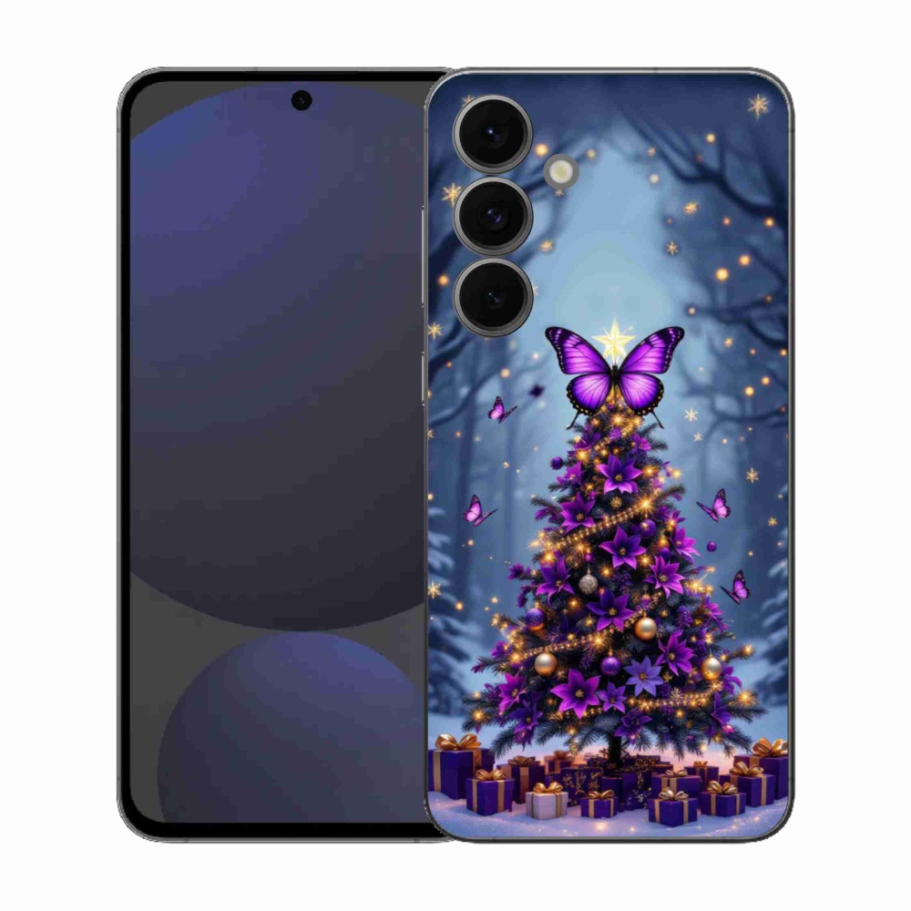 Gélový kryt mmCase na Samsung Galaxy S25 EFE - motýlí vianočný stromček