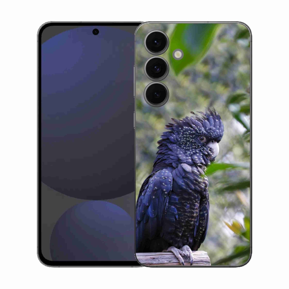 Gélový kryt mmCase na Samsung Galaxy S25 EFE - papagáj kakadu čierny