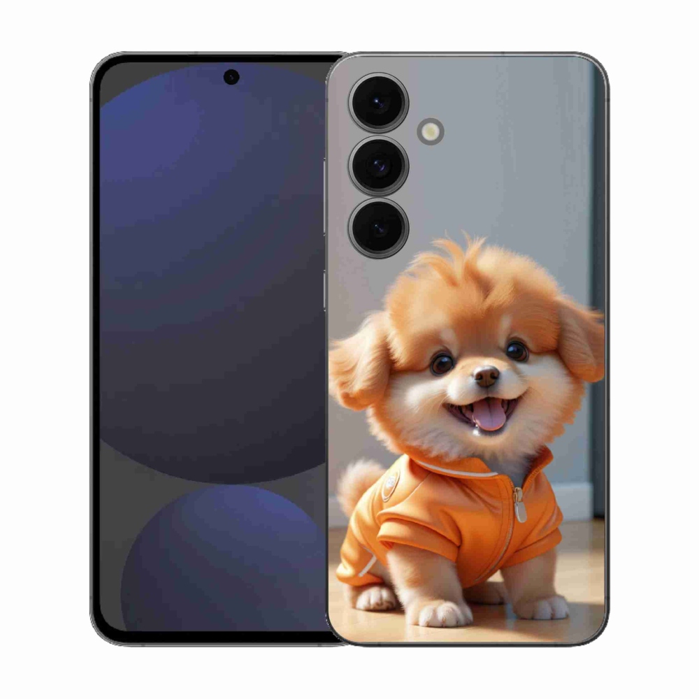 Gélový kryt mmCase na Samsung Galaxy S25 EFE - roztomilý pomeranian v mikine