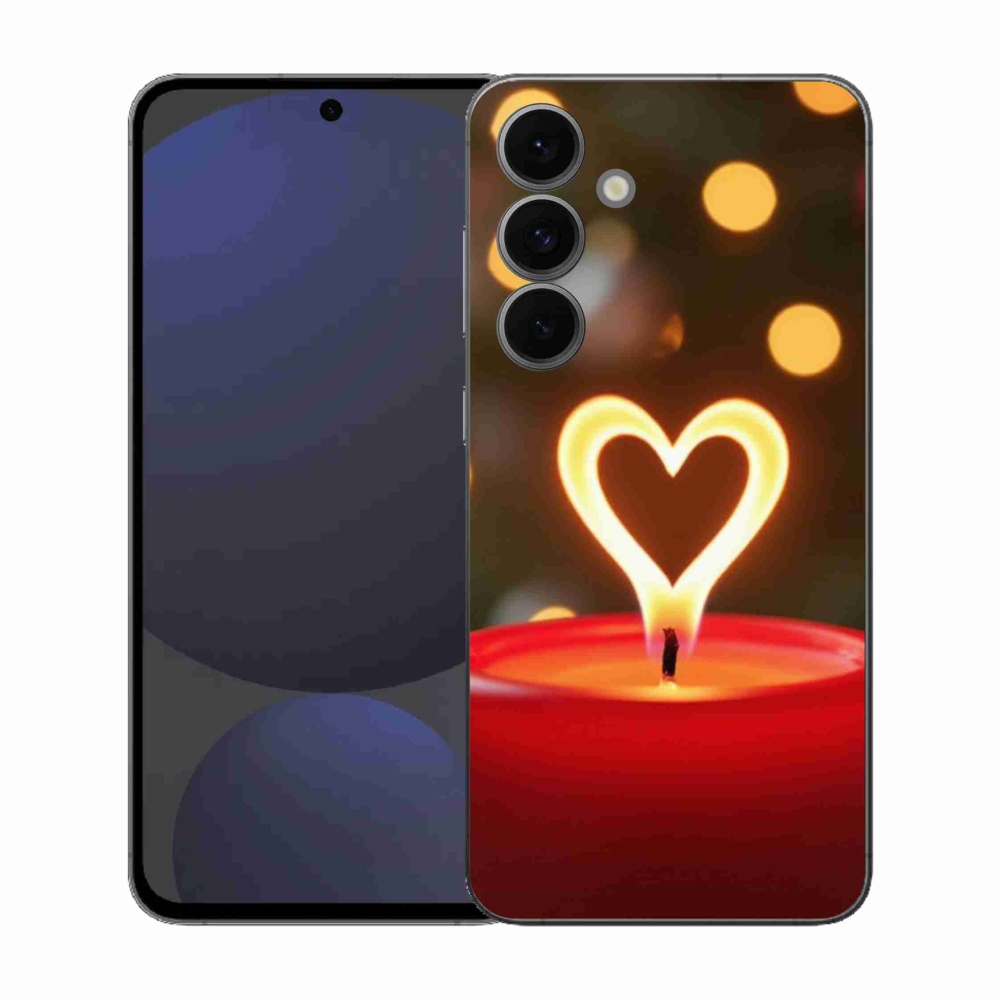 Gélový kryt mmCase na Samsung Galaxy S25 FE - srdce z plameňa