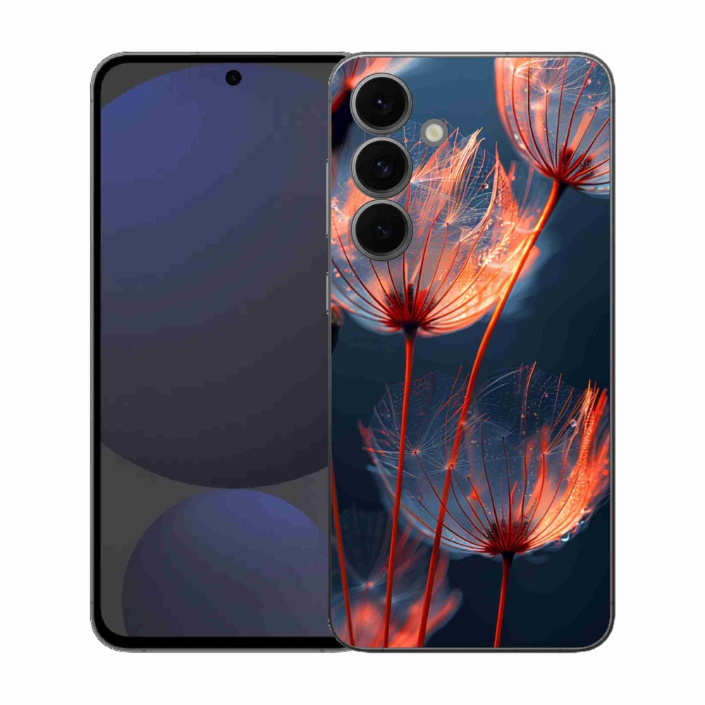 Gélový kryt mmCase na Samsung Galaxy S25 FE - svetielkujúce páperie