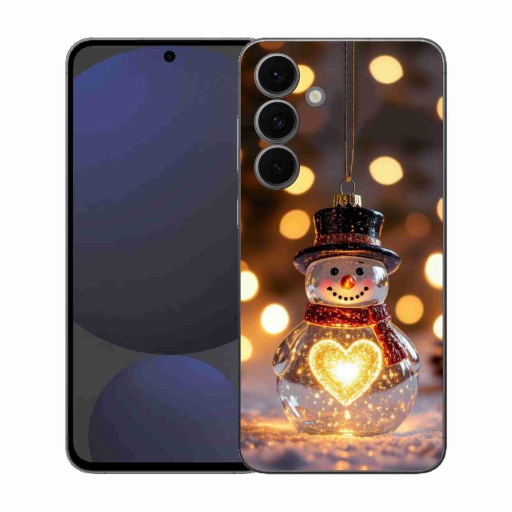Gélový kryt mmCase na Samsung Galaxy S25 EFE - svietiaci vianočný snehuliak