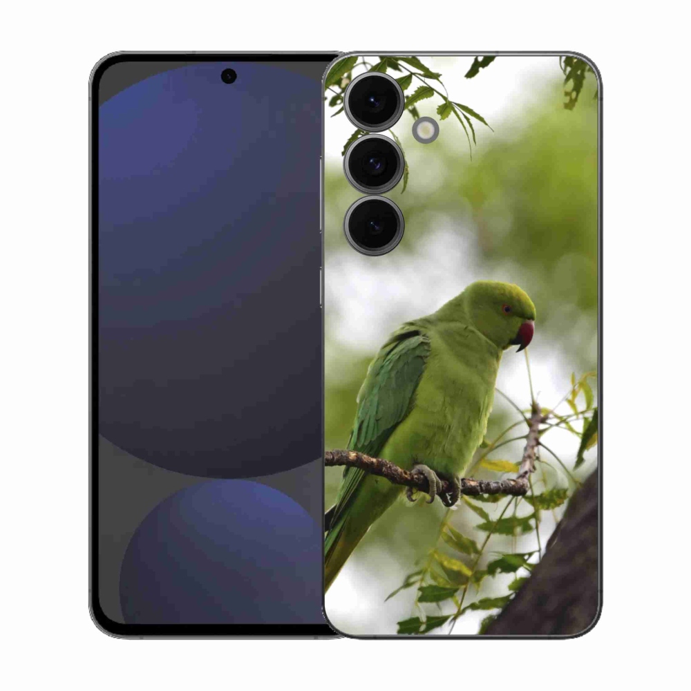Gélový kryt mmCase na Samsung Galaxy S25 FE - zelený papagáj