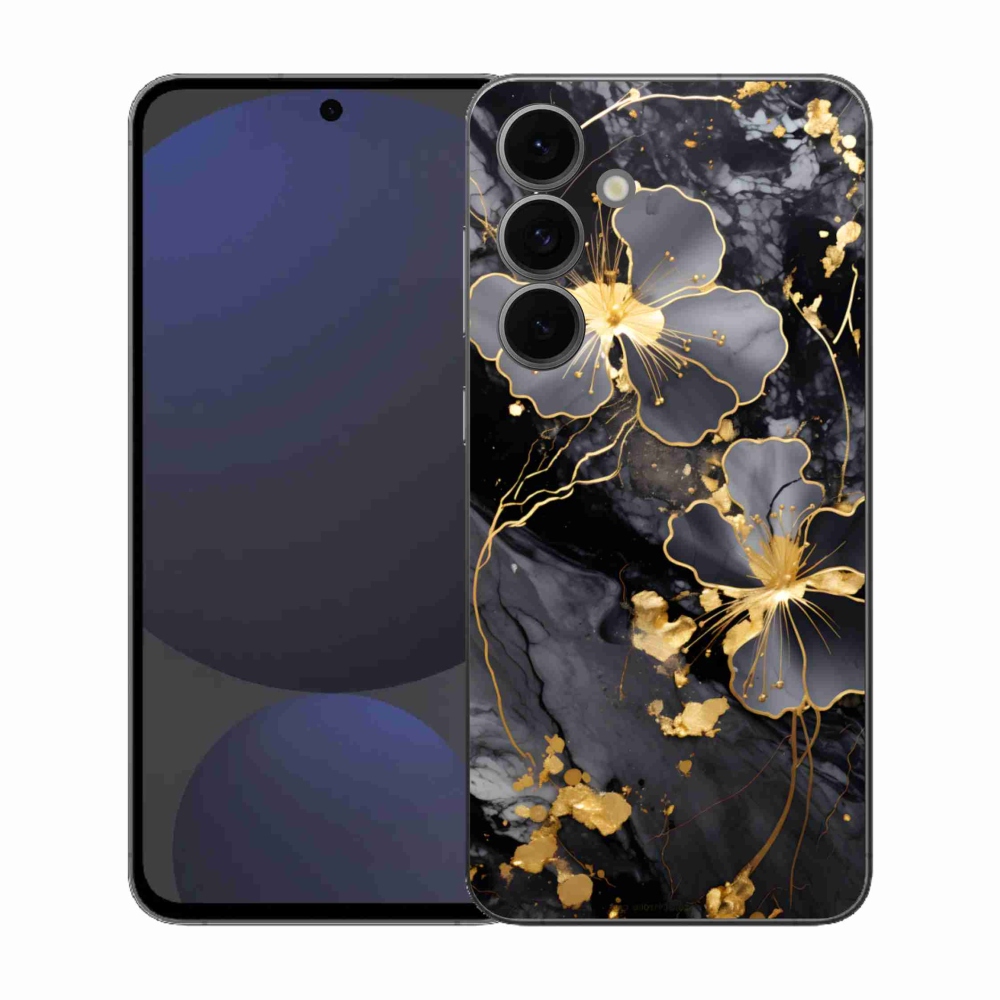 Gélový kryt mmCase na Samsung Galaxy S25 FE - zlaté kvety