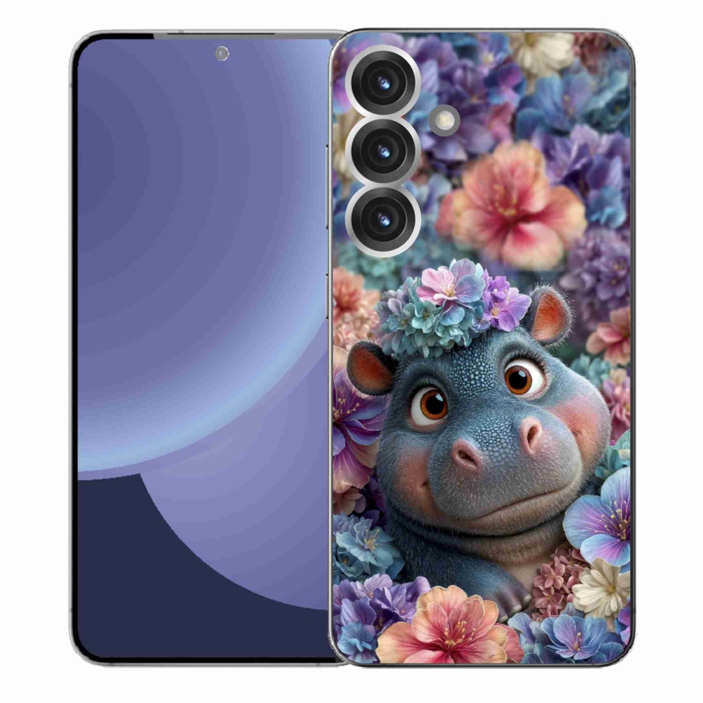 Gélový kryt mmCase na Samsung Galaxy S25+ - hrošík v kvetoch