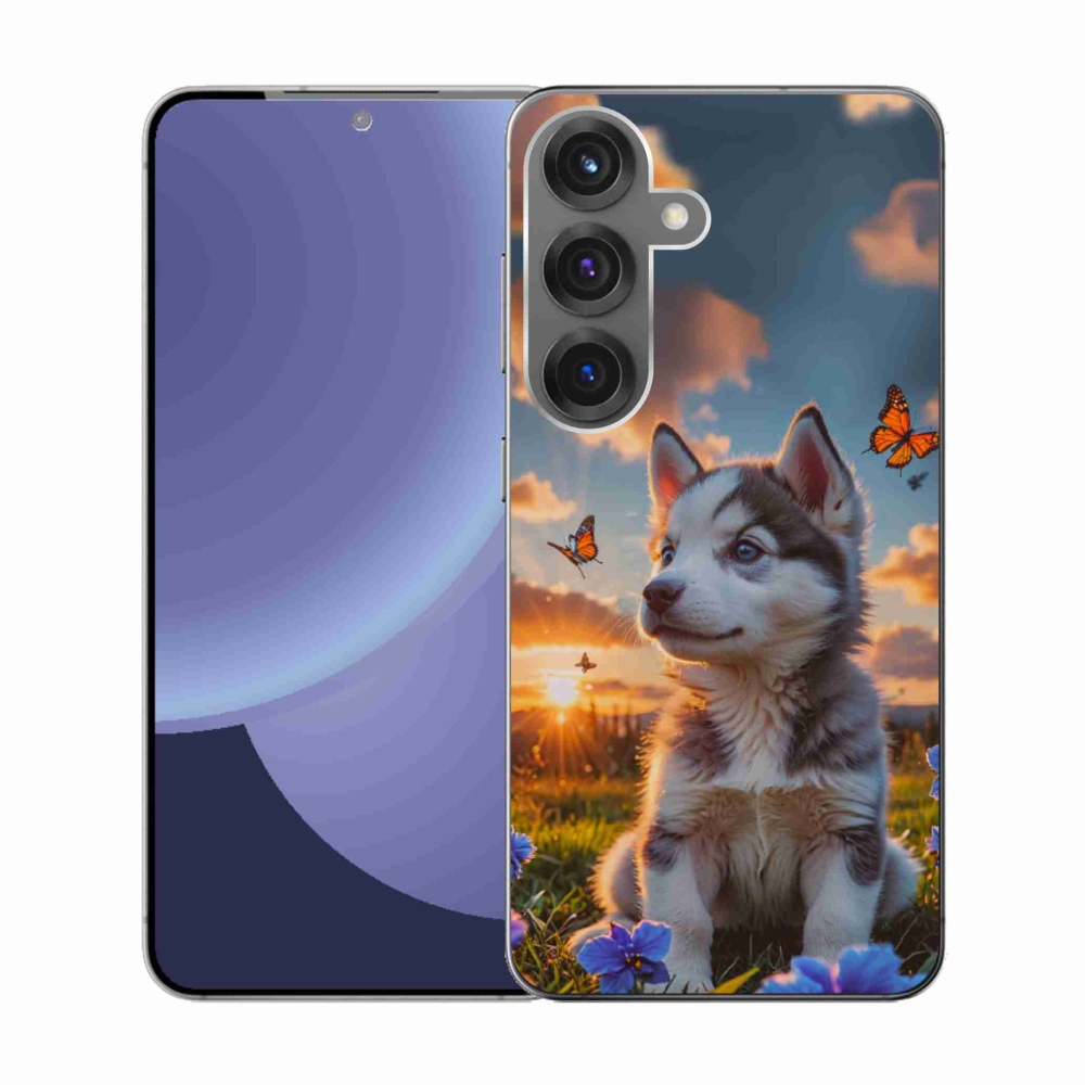 Gélový kryt mmCase na Samsung Galaxy S25 - husky pri západe slnka