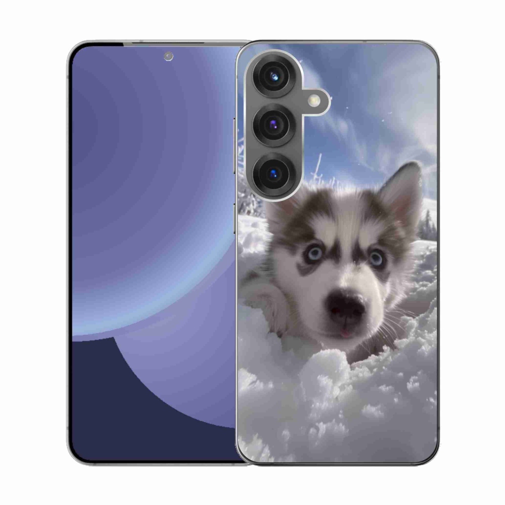 Gélový kryt mmCase na Samsung Galaxy S25 - husky v snehu